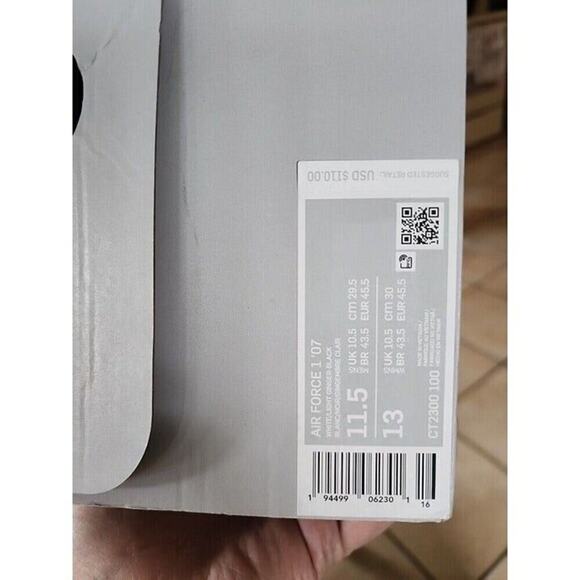 Nike Air Force 1 Men\'s Size 11.5 White/White-Viotec CV1724-105 IOB Read Desc main image 5
